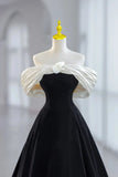 Elegant A Line Off the Shoulder 3D Floral Velvet Prom Dress Evening Dress HZ1023