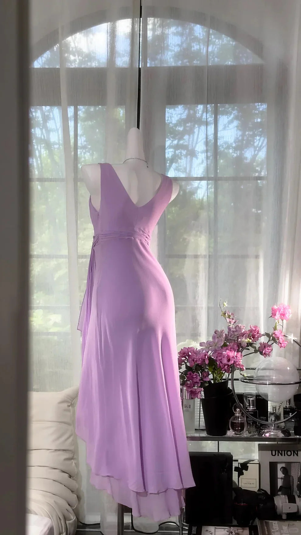 Simple Purple A Line V Neck Layered Chiffon Homecoming Dress Outfits HZ1023