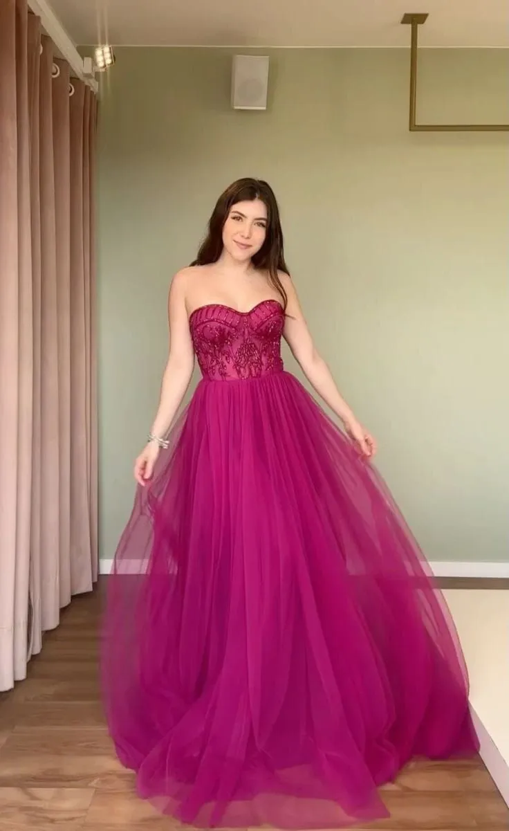 Elegant A Line Sweetheart Grape Long Prom Dresses Party Dress 21st Birthday Outfits Graduation Dresses HZ1121