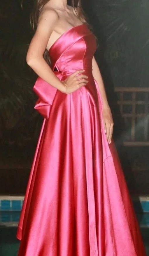 Fancy A Line Strapless Pink Satin Sleeveless Long Evening Dress Party Gowns Evening Special Formal Dresses Prom Dress HZ1121