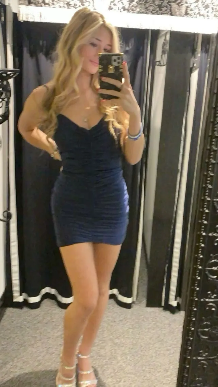 Pretty Sheath Spaghetti Straps Navy Blue Formal Homecoming Dresses Short 21st Birthday Outfits Graduation Dress Mini Cocktail Dresses HZ1121