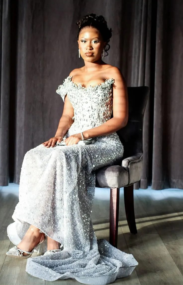 Elegant Mermaid Strapless Sequin Silver Black Girl Long Prom Dresses Party Dress 18th Birthday Outfits Graduation Dresses HZ1121