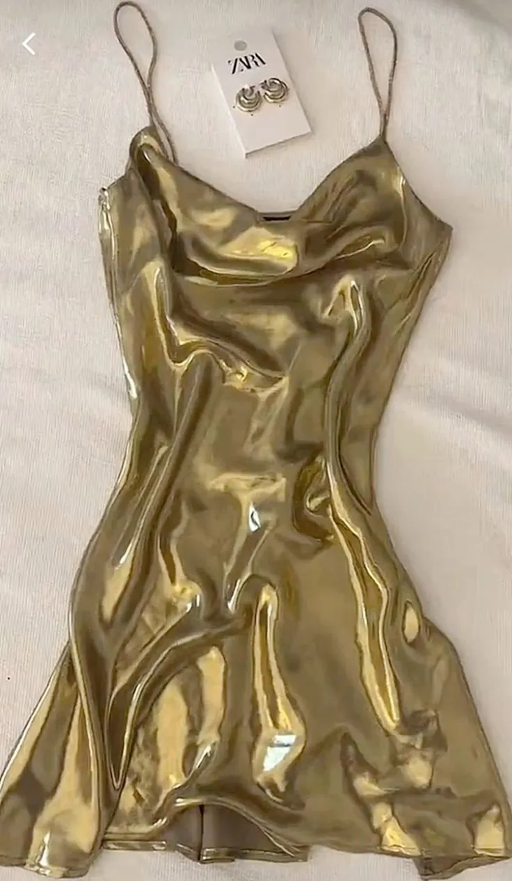 Pretty A line Spaghetti Straps Gold Satin Formal Homecoming Dresses 21st Birthday Outfits Graduation Dress Short Mini Cocktail Dresses HZ1121