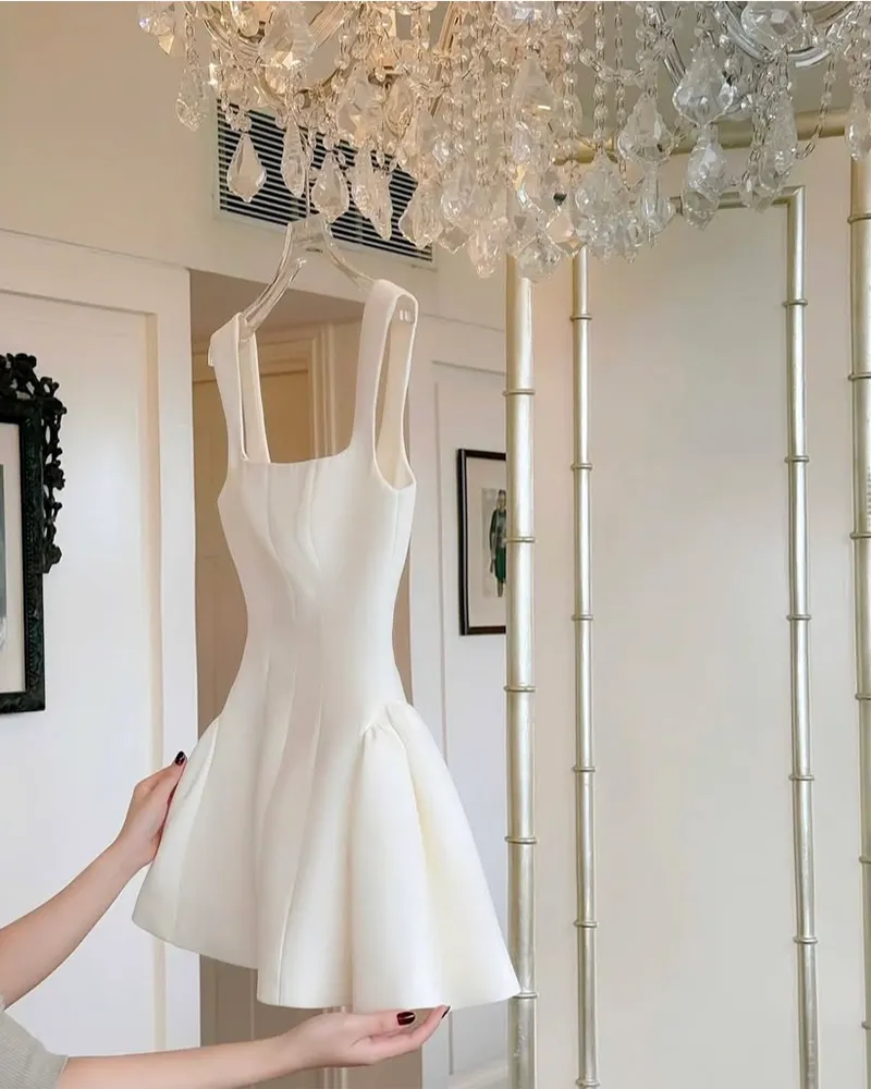 Simple A line Square Neck Black Short Homecoming Dress Summer Hoco Dresses Mini Cocktail Dress HZ1121