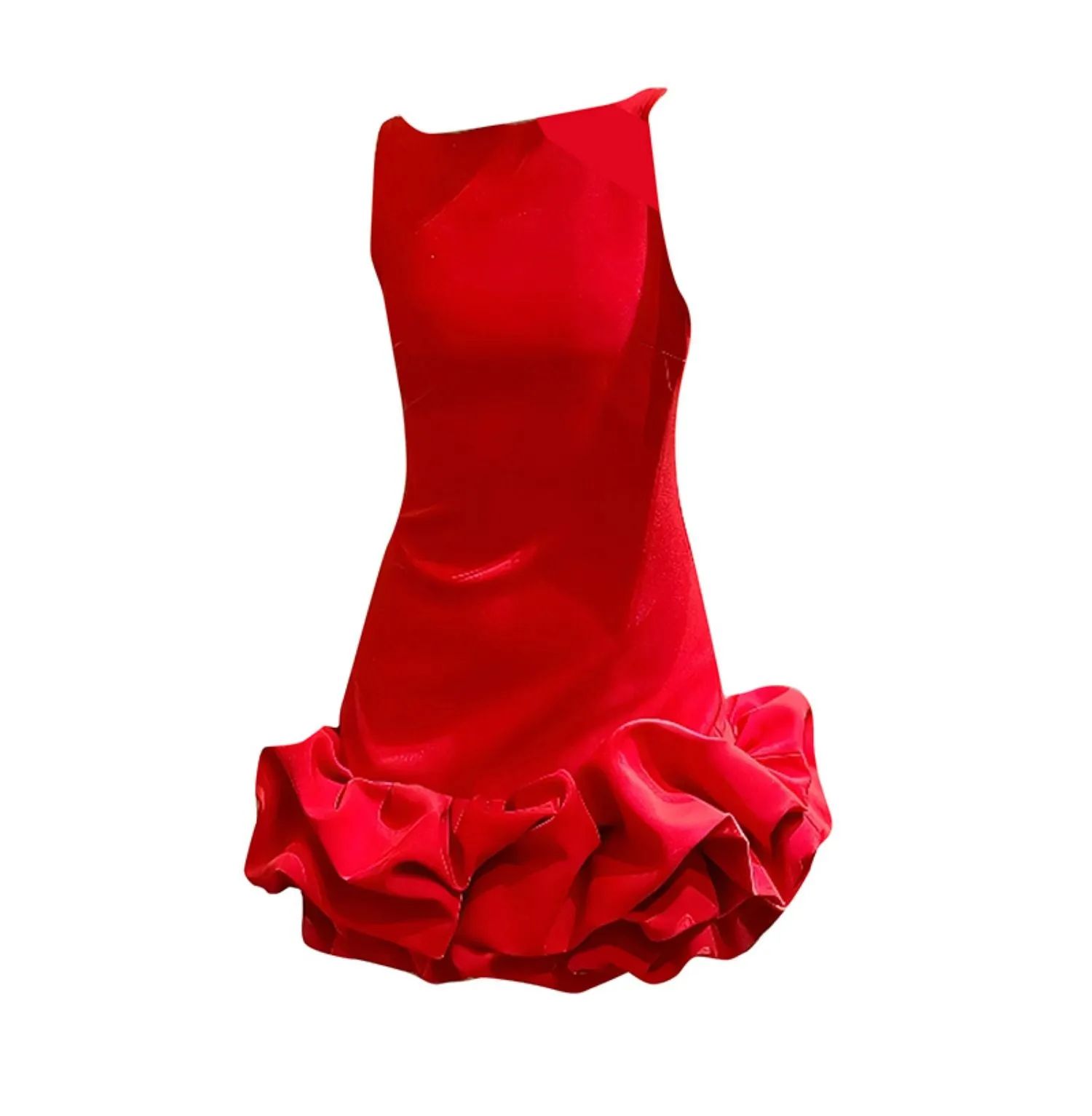 Sexy Sheath Scoop Neck Red Satin Short Homecoming Dress Summer Hoco Dresses Mini Cocktail Dress HZ1121