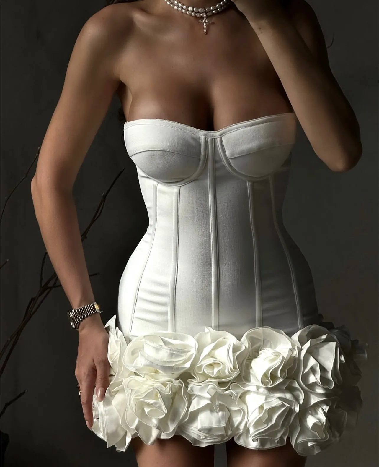 Sexy Sheath Strapless White Satin Formal Homecoming Dresses 18th Birthday Outfits Graduation Dress Short Mini Hoco Dresses HZ1121