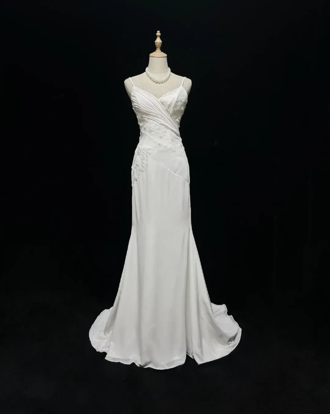 Vintage Bridal Dress Mermaid Spaghetti Straps Chiffon Beads White Long Wedding Dress Retro Wedding Dresses Modest Wedding Gowns HZ1121