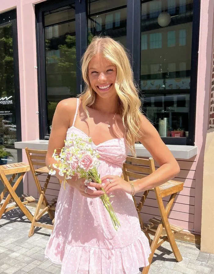 Cute A Line Spaghetti Straps Pink Lace Short Formal Homecoming Dresses Party Graduation Dress Hoco Dresses HZ1121