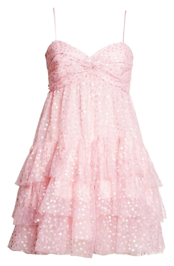 Cute A Line Spaghetti Straps Pink Sequin Short Formal Homecoming Dresses Party Graduation Dress Hoco Dresses HZ1121