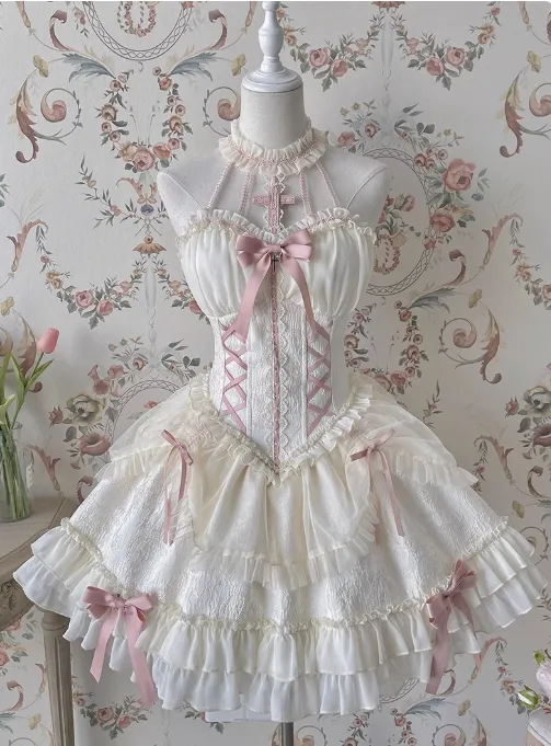 Vintage Ball Gown Halter Tulle Lace 22nd Birthday Dress Lolita Dress Cute Lolita Outfits HZ1121