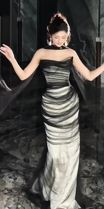 Elegant Strapless Sheath Tulle Long Prom Dresses, Black Sleeveless Formal Evening Dresses HZ1121