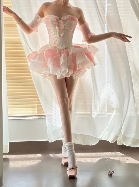 Gorgeous Sweetheart Neck Ball Gown Chiffon Short Prom Dresses, Pink Homecoming Dresses HZ1121