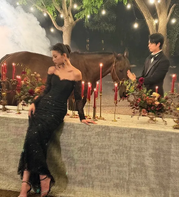 Elegant Off-the-shoulder Sheath Long Prom Dresses Lace Black Evening Dresses HZ1121