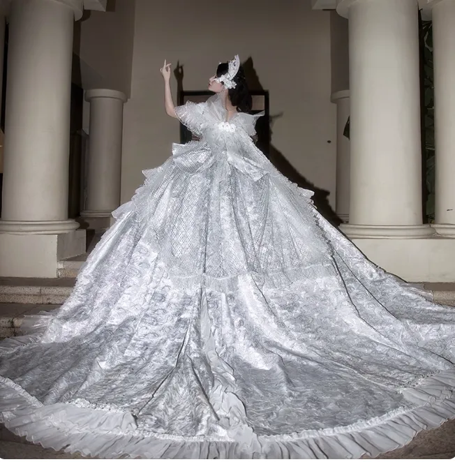 Gorgeous Off-Shoulder Ball Gown Long Wedding Dress White Lolita Bridal Gown HZ1121