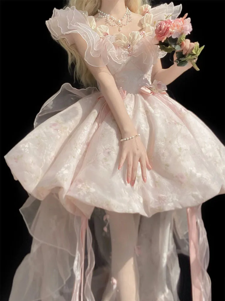 Vintage Ball Gown Off The Shoulder Short Pink Summer 18th Birthday Dress Lolita Dress Mini 18th Birthday Outfits Short Lolita Outfit HZ1121