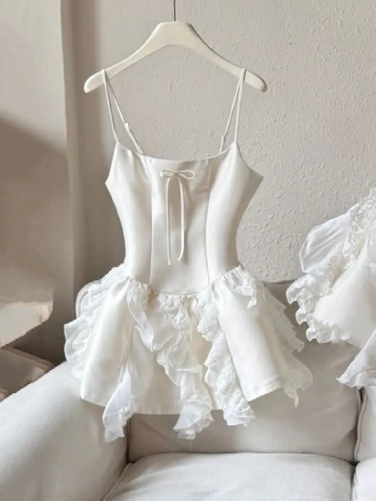 Simple A line Spaghetti Straps White Short Satin Formal Homecoming Dresses Party Graduation Dress Hoco Dresses HZ1121