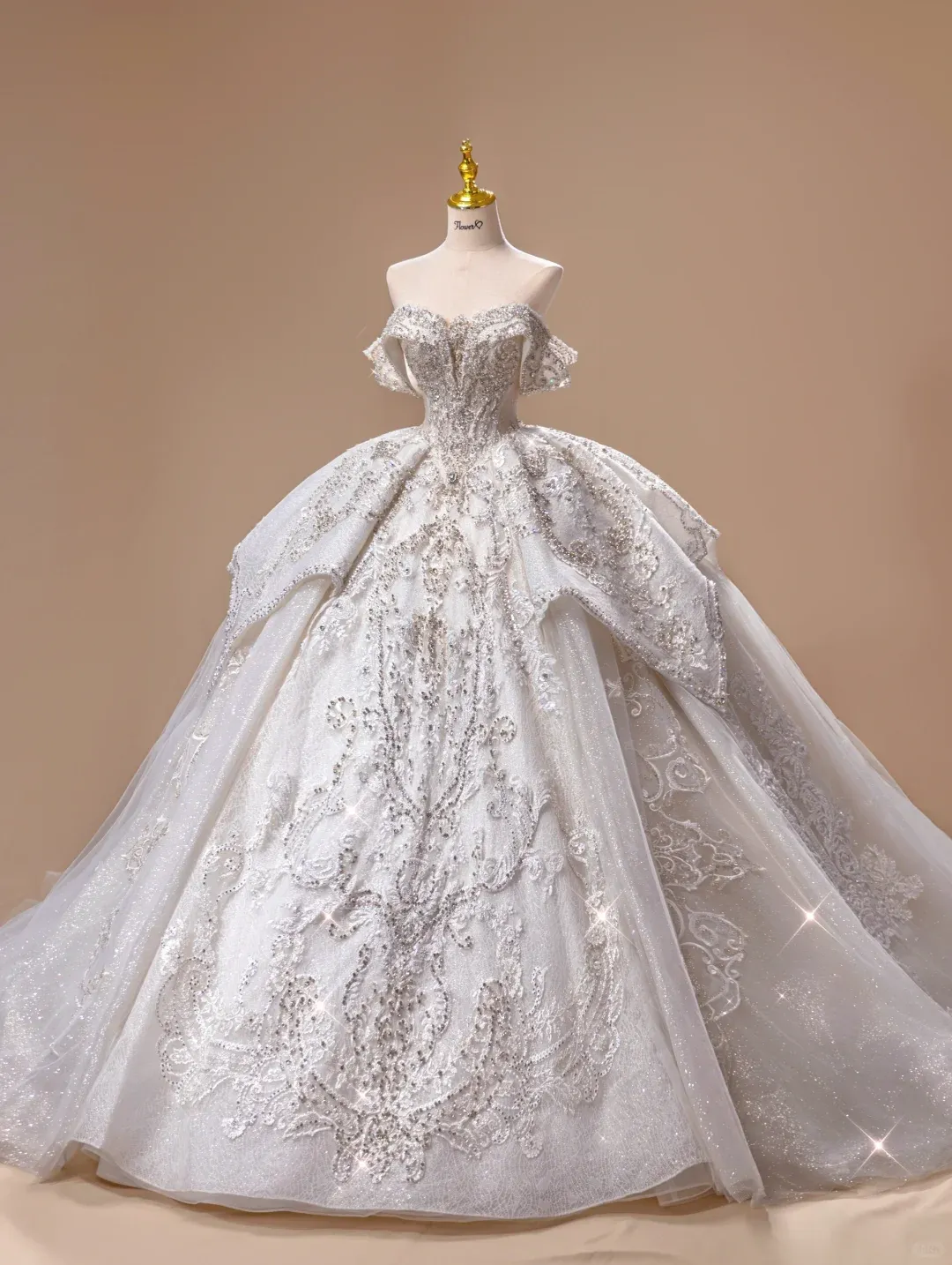 Princess Wedding Dress Ball Gown Off The Shoulder Sequin Short Sleeves Wedding Dresses Bridal Gowns HZ1121