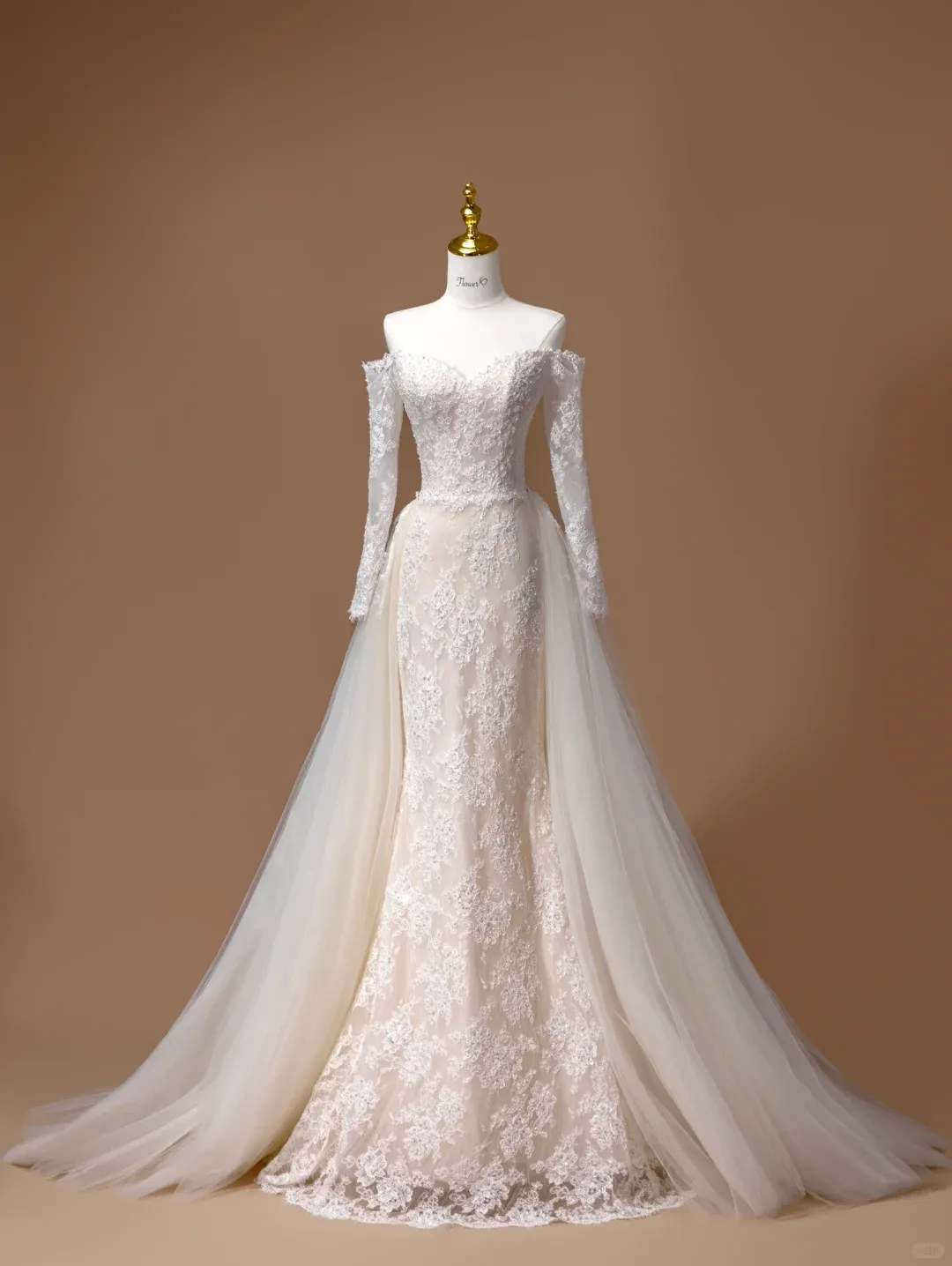 Dreamy Wedding Dress Mermaid Off The Shoulder Lace Long Sleeves White Long Wedding Dresses Bridal Gowns HZ1121