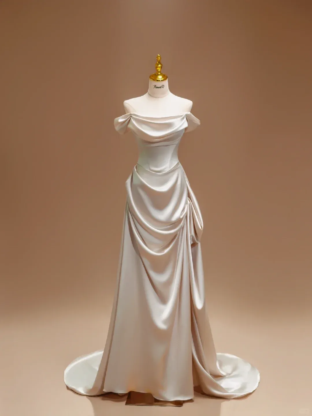 Unique Bridal Dress A line Off The Shoulder Satin Long Wedding Dress Long Wedding Dresses Modest Wedding Gowns HZ1121